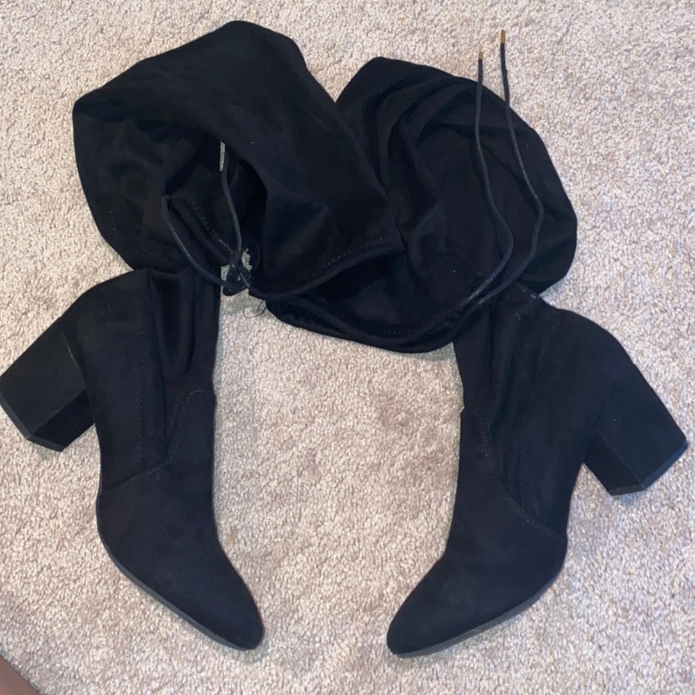 black madden girl thigh high suede boots!
